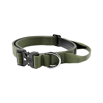 Тактичний нашийник для цуценят та міні собак BullyBillows Combat Collar Handle 2.5 cm XS-M: 25 мм, ОШ 34-46 см Зелений