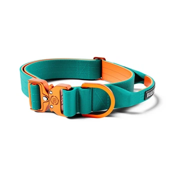 Облегченный тактический ошейник с ручкой для собак BullyBillows Lighter Combat Collar Handle 4 cm S: 40 мм, ОШ 40-50 см Бирюзовый
