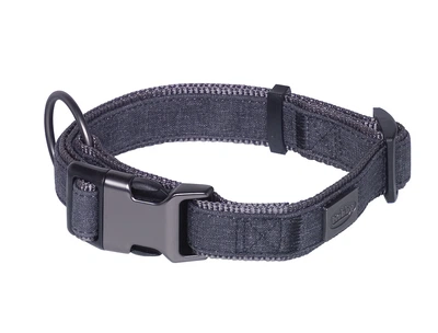 Нейлоновый усиленный ошейник с рывковым фастексом для активных собак Linen Deluxe Collar Nobby S-M: 20 мм, ОШ 28-40 см Антрацит