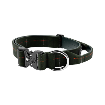 Бойовий широкий нашийник для собак з чутливою шкірою BullyBillows Tweed Combat Collar Handle 5 cm XL: 50 мм, ОШ 56-73 см Зелений