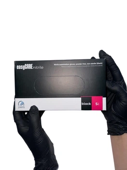 Перчатки нитриловые нестерильные неопудренные easyCARE nitrile BLACK S 100 шт черные
