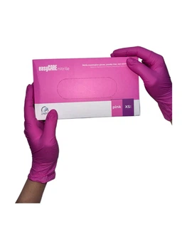 Рукавички нітрилові нестерильні неопудрені easyCARE nitrilePINK XS 100 шт рожеві