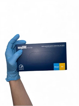 Перчатки нитриловые нестерильные неопудренные easyCARE nitrile M 100 шт синие
