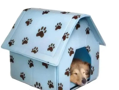 Синий Переносний м'який будиночок будка для собак Portable Dog House Блакитний