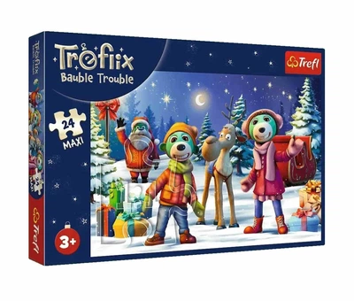 Пазли 24 елементи Maxi Winter time with Trefliks Трефліки будують сніговика Trefl
