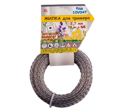 Жилка для триммера "Крученый КВАДРАТ с кордом" Ø= 2.7 мм, l= 15 м VIROK (10V047)