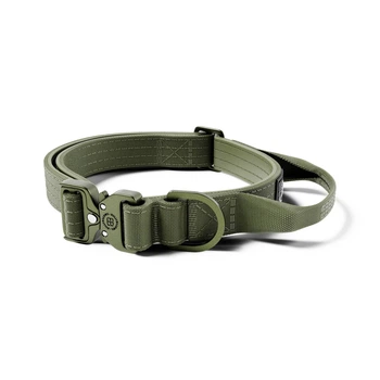 Тактичний нашийник для цуценят та міні собак з полегшеним замком BullyBillows Lighter Combat Collar Handle 2.5 cm XS-M: 25 мм, ОШ 34-46 см Зелений