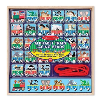 Деревянная шнуровка-паровозик "Алфавит" MelissaandDoug MD9497, 27 элементов