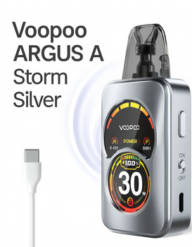 Многоразовый вейп Voopoo Argus A Storm Silver Pod-система 1100 мАч ВуПу Аргус до 30 Вт подик из прочных сплавов 3 мл Шторм Силвер