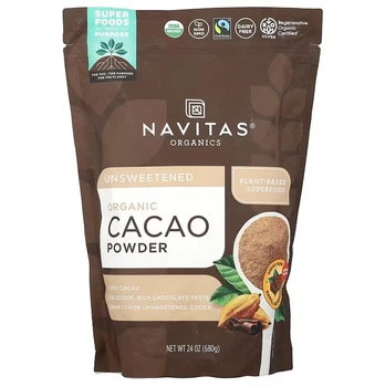 Органический какао-порошок, Navitas Organics, без подсластителей, 680 г