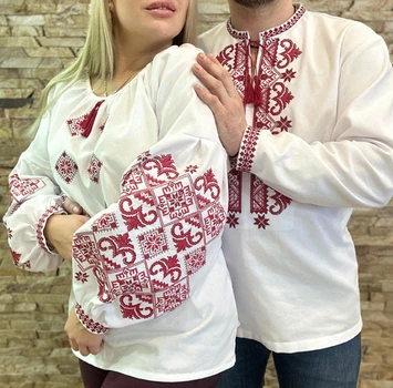 Парні вишиванки з льону, фемілі лук, жіноча (2XL) та чоловіча (2XL) вишиванки
