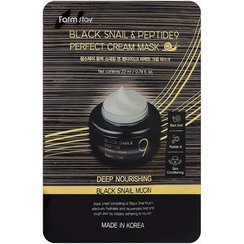 Крем-маска с экстрактом черной улитки и пептидом FarmStay Black Snail & Peptides 9 Prefect Cream Mask 23 мл (8809809803629)