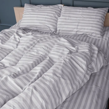 Комплект постельного белья MirSon Бязь 17-0600 Stripe White Gray 2 x 160 x 220 см (2200008048365)