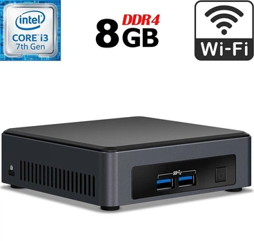 Неттоп Intel NUC NUC7i3DNB USFF / Intel Core i3-7100U (2 (4) ядра по 2.4 GHz) / 8 GB DDR4 / 250 GB SSD / Intel HD Graphics 620 / HDMI / Wi-Fi б/у