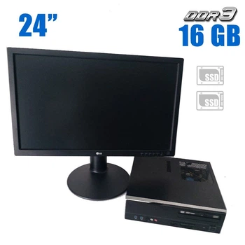 Комплект ПК: Gigabyte SFF / Intel Core i3-4150 (2 (4) ядра по 3.5 GHz) / 16 GB DDR3 / 240 GB SSD / Intel HD Graphics 4400 + Монитор Б-класс 24" б/у