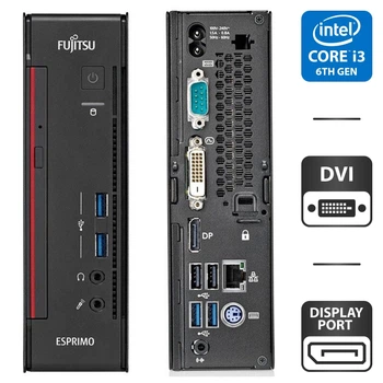 Неттоп Fujitsu Esprimo Q556 Desktop / Intel Core i3-6100T (2(4) ядра по 3.2GHz) / 4GB DDR4 / 500GB HDD / HD Graphics 530 / DisplayPort / Блок питания в комплекте б/у
