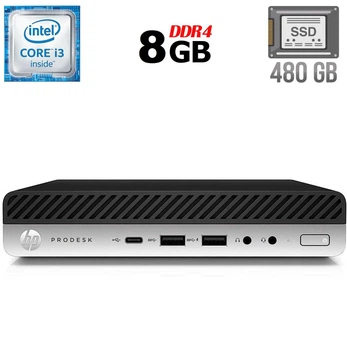 Неттоп HP ProDesk 600 G3 Mini USFF / Intel Core i3-6100T (2 (4) ядра по 3.2 GHz) / 8 GB DDR4 / 480 GB SSD / Intel HD Graphics 530 / DisplayPort б/у