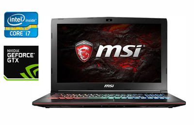 Ігровий ноутбук MSI GE72MVR / 17.3" (1920x1080) IPS / Intel Core i7-7700HQ (4 (8) ядра по 2.8 - 3.8 GHz) / 32 GB DDR4 / 256 GB SSD + 1000 GB HDD / nVidia GeForce GTX 1070, 8 GB GDDR5, 256-bit / WebCam / Windows 10 б/в