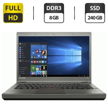 Ноутбук Lenovo ThinkPad T440p / 14" (1920x1080) TN / Intel Core i7-4600M (2 (4) ядра по 2.9 - 3.6 GHz) / 8 GB DDR3 / 240 GB SSD / Intel HD Graphics 4600 / VGA б/у