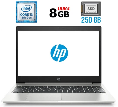 Ноутбук Б-класс HP ProBook 450 G6 / 15.6" TN / Core i3-8145U (2(4) ядра по 2.1-3.9 GHz) / 8GB DDR4 / 250GB SSD / UHD Graphics 620 / WebCam / USB 3.1 / HDMI б/у