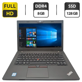 Ноутбук Lenovo ThinkPad L470 / 14" (1920x1080) TN / Intel Core i5-7300U (2 (4) ядра по 2.6 - 3.5 GHz) / 8 GB DDR4 / 128 GB SSD / Intel HD Graphics 620 / WebCam б/у