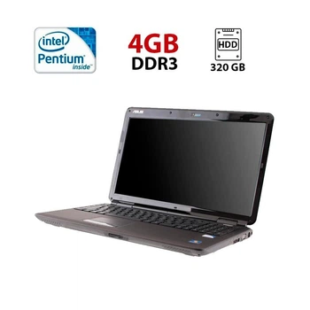 Ноутбук Asus K50IJ / 15.6" (1366x768) TN / Intel Pentium T4200 (2 ядра по 2.0 GHz) / 4 GB DDR2 / 320 GB HDD / Intel GMA X4500M Graphics / WebCam / АКБ не держит б/у
