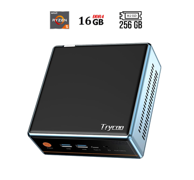 Неттоп Peladn Trycoo WO4 USFF / AMD Ryzen 5 5500U (6 (12) ядер 2.1 - 4.0 ГГц) / 16 ГБ DDR4 / 256 ГБ SSD / AMD RX Vega 7 / USB 3.1 / Wi-Fi / Bluetooth / Блок питания в комплекте б/у