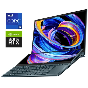 Ігровий ноутбук Asus ZenBook Pro Duo UX582HS / 15,6" (3840x2160) OLED / Intel Core i9-11900H (8 (16) ядер по 2.1 - 4.9 GHz) / 32 GB DDR4 / 1000 GB SSD NVMe / nVidia GeForce RTX 3080, 8 GB GDDR6, 256-bit / WebCam б/в