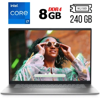 Ноутбук Б-класс Dell Inspiron 16 5620 / 16" (1920x1200) IPS / Intel Core i7-1255U (10 (12) ядер по 1.7 - 4.7 GHz) / 8 GB DDR4 / 240 GB SSD M.2 / Intel Iris Xe Graphics / WebCam / Fingerprint / USB 3.2 / HDMI / Windows 10 б/у