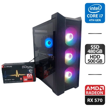 Компьютер Frontier Asaro Tower / Intel Core i7-4790 (4 (8) ядра по 3.6 - 4.0 GHz) / 16 GB DDR3 / 480 GB SSD + 500 GB HDD / AMD Radeon RX 570, 4 GB GDDR5, 256-bit / 450W б/у