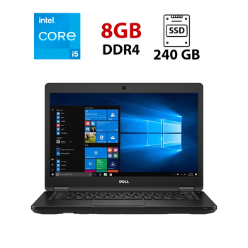 Ноутбук Dell Latitude E5480 / 14" (1920x1080) IPS / Intel Core i5-6200U (2 (4) ядра по 2.3 - 2.8 GHz) / 8 GB DDR4 / 240 GB SSD / HD Graphics 520 / WebCam б/у
