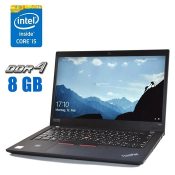 Ультрабук Lenovo ThinkPad T490 / 14" (1920x1080) IPS / Intel Core i5-8250U (4 (8) ядра по 1.6 - 3.4 GHz) / 8 GB DDR4 / 480 GB SSD / Intel UHD Graphics 620 / WebCam / 3G б/у