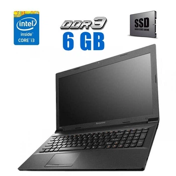 Ноутбук Б-класс Lenovo B590 / 15.6" (1366x768) TN / Intel Core i3-2348M (2(4) ядра по 2.3GHz) / 6 GB DDR3 / 128GB SSD / HD Graphics 3000 / WebCam / DVD-ROM б/у
