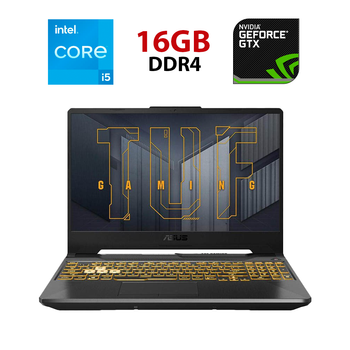 Ігровий ноутбук Asus TUF Gaming F15 FX506HM-HN016W / 15.6" (1920x1080) IPS / Intel Core i5-11400H (6 (12) ядер по 4.5 GHz) / 16 GB DDR4 / 480 GB SSD / nVidia GeForce RTX 3060, 6 GB GDDR6, 192-bit / WebCam б/в