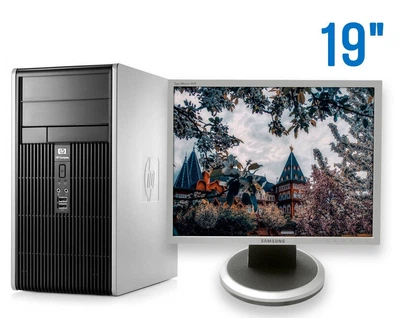 Комплект ПК: HP Compaq dc5850 Tower / AMD Athlon 64 X2 5000B (2 ядра по 2.6GHz) / 4GB DDR2 / 80GB HDD + 80GB HDD / ATI Radeon 3100 Graphics + Монітор 19" TN / VGA, DVI + мишка та клавіатура, кабелі б/в