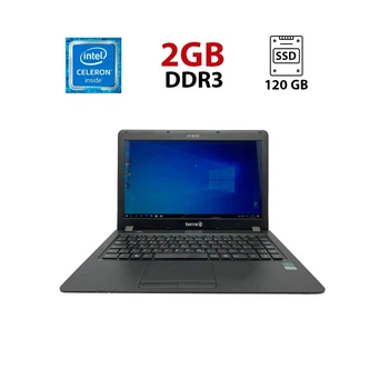 Ноутбук Terra Mobile EA B21 / 14" (1366x768) TN / Intel Celeron N2840 (2 ядра по 2.16 - 2.58 GHz) / 2 GB DDR3 / 120 GB SSD / Intel HD Graphics / WebCam б/у