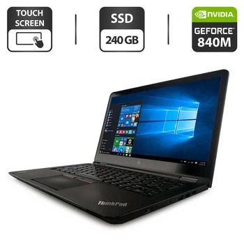 Ноутбук-трансформер Lenovo ThinkPad Yoga 14 / 14" (1920x1080) IPS Touch / Intel Core i7-5500U (2 (4) ядра по 2.4 - 3.0 GHz) / 8 GB DDR4 / 240 GB SSD / nVidia GeForce 840M, 2 GB GDDR3, 64-bit / WebCam б/у