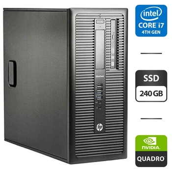 Комп'ютер HP EliteDesk 800 G1 Tower / Intel Core i7-4770 (4 (8) ядра по 3.4 - 3.9 GHz) / 16 GB DDR3 / 240 GB SSD / nVidia Quadro P400, 2 GB GDDR5, 64-bit / DVD-ROM б/в
