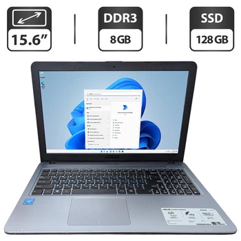 Ноутбук Б-класс Asus R540S / 15.6" (1366x768) TN / Intel Celeron N3050 (2 ядра по 1.6 - 2.16 GHz) / 8 GB DDR3 / 128 GB SSD / Intel HD Graphics / WebCam б/у