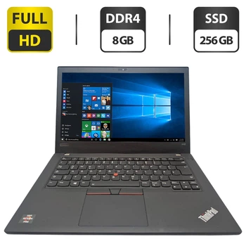 Ультрабук Lenovo ThinkPad A485 / 14" (1920x1080) IPS / AMD Ryzen 5 2500U (4 (8) ядра по 2.0 - 3.6 GHz) / 8 GB DDR4 / 256 GB SSD / AMD Radeon Vega 8 Graphics / WebCam б/у