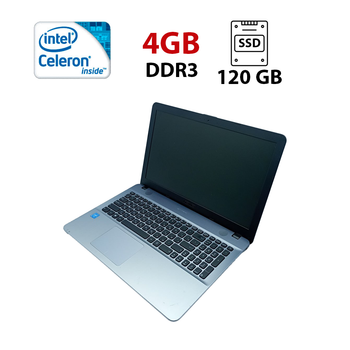Ноутбук Asus A541 / 15.6" (1366x768) TN / Intel Celeron N3350 (2 ядра по 1.1 - 2.4 GHz) / 4 GB DDR3 / 120 GB SSD / Intel HD Graphics / WebCam б/у