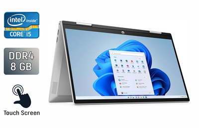 Ноутбук-трансформер Б-класс HP Pavilion x360 15-er0051nr / 15.6" (1920x1080) IPS Touch / Intel Core i5-1135G7 (4 (8) ядра по 2.4 - 4.2 GHz) / 8 GB DDR4 / 512 GB SSD / Intel Iris Xe Graphics / WebCam / TouchID / Windows 11 б/у
