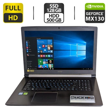 Ноутбук Acer Aspire 5 A517-51G / 17.3" (1920x1080) TN / Intel Core i7-8550U (4 (8) ядра по 1.8 - 4.0 GHz) / 12 GB DDR4 / 128 GB SSD + 500 GB HDD / nVidia GeForce MX130, 2 GB GDDR5, 64-bit / WebCam / DVD-ROM б/в