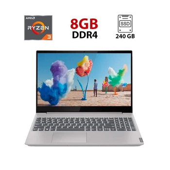 Ультрабук Lenovo IdeaPad S340-15API / 15.6" (1920x1080) TN / AMD Ryzen 3 3200U (2 (4) ядра по 2.6 - 3.5 GHz) / 8 GB DDR4 / 240 GB SSD / AMD Radeon Vega 3 Graphics / WebCam / Win 11 б/у