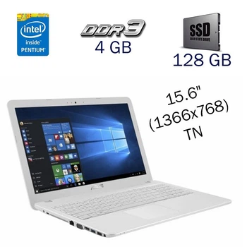 Ноутбук Asus X540SC / 15.6" TN / Pentium N3700 (4 ядра по 1.6-2.4 GHz) / 4GB DDR3 / 128GB SSD / GeForce 810M, 1 GB DDR3, 64-bit / WebCam / DVD-ROM / Без АКБ б/у