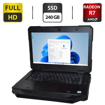 Защищенный ноутбук Dell Latitude 5414 Rugged / 14" (1920x1080) TN / Intel Core i7-6600U (2 (4) ядра по 2.6 - 3.4 GHz) / 16 GB DDR4 / 240 GB SSD / AMD Radeon R7 M360, 2 GB GDDR3, 64-bit / WebCam / Wi-Fi / Bluetooth / Windows 11 Pro + Блок питания 130W б/у