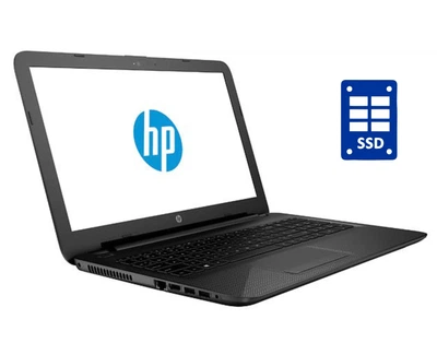 Ноутбук Б-класс HP 15-ay043no / 15.6" (1920x1080) TN / Intel Pentium N3710 (4 ядра по 1.6 - 2.56 GHz) / 8 GB DDR3 / 128 GB SSD / Intel HD Graphics 405 / WebCam / DVD-ROM / Win 10 Home б/у