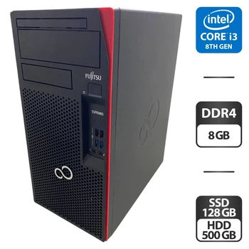 Компьютер Fujitsu Esprimo P558 E85 Tower / Intel Core i3-8100 (4 ядер по 3.6 GHz) / 8 GB DDR4 / 128 GB SSD + 500 GB HDD / Intel UHD Graphics 630 б/у