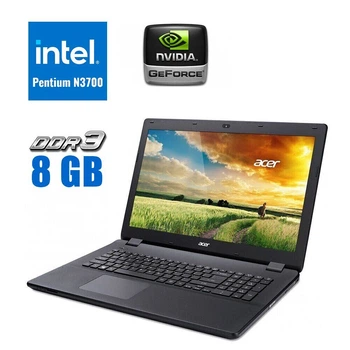 Игровой ноутбук Acer Aspire E17 ES1-731 / 17" TN / Pentium N3700 (4 ядра по 1.6-2.4 GHz) / 8GB DDR3 / 1000GB HDD / GeForce 910M, 2GB DDR3, 64-bit / WebCam / DVD-ROM б/у