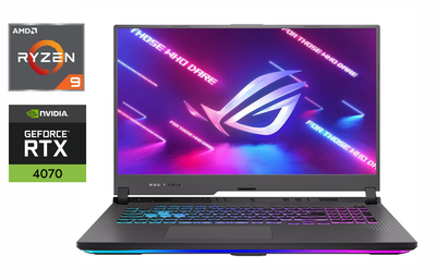 Ігровий ноутбук Asus ROG Strix G713PI / 17.3" (2560x1440) IPS / AMD Ryzen 9 7945HX (16 (32) ядер по 2.5 - 5.4 GHz) / 32 GB DDR5 / 1000 GB SSD / nVidia GeForce RTX 4070, 8 GB GDDR6, 128-bit / WebCam / Windows 11 б/в